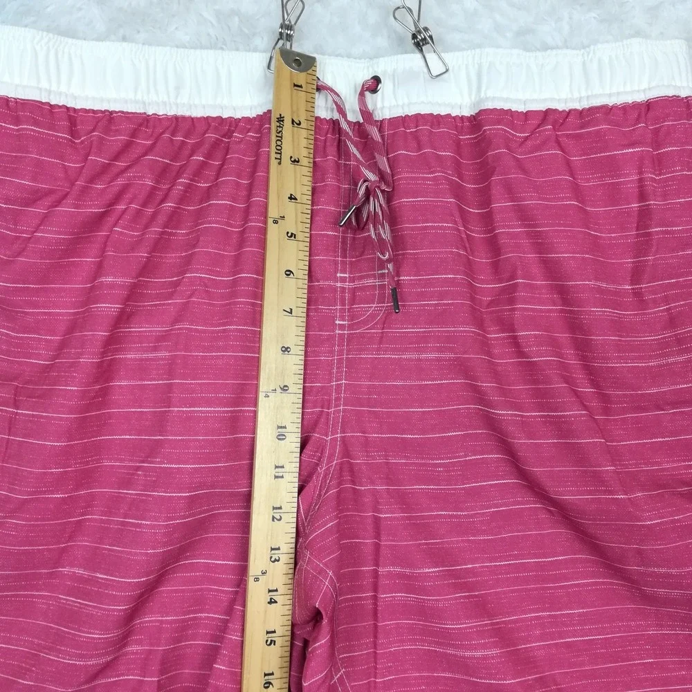 George Mens Swim Trunks Shorts‎ UPF 50+ Dolphin Hem Red Burlap Stripe XL New